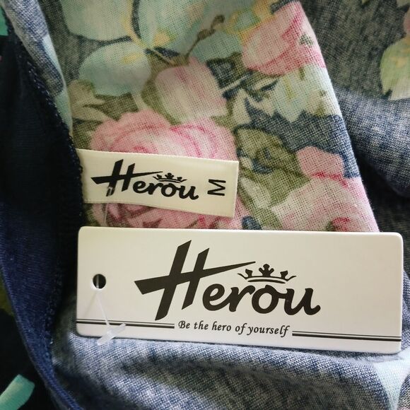 NEW Women's Top Floral Tropical Beachy Boho Medium Casual Short Sleeve Shirt - Picture 7 of 8